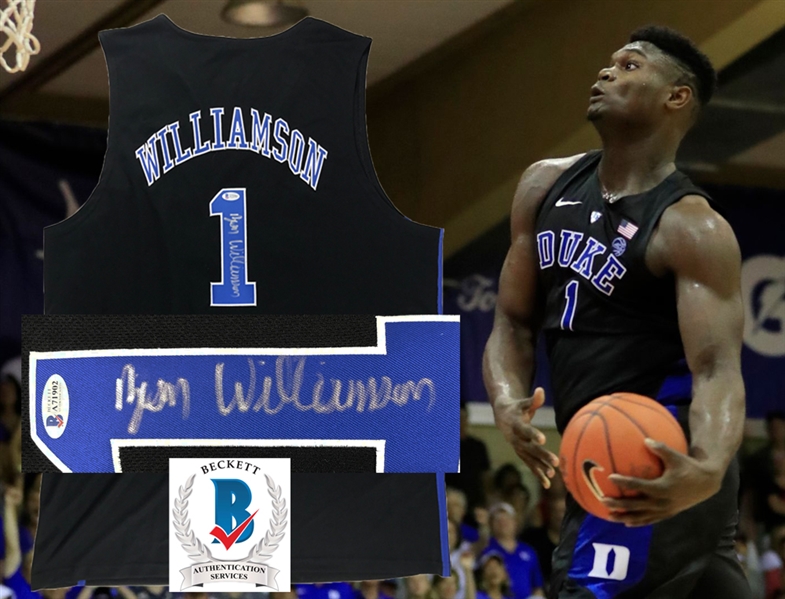 Zion Williamson ULTRA RARE Signed Duke Blue Devils Jersey with Full Name Autograph! (Beckett/BAS)
