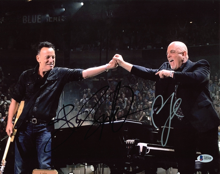 Bruce Springsteen & Billy Joel RARE Dual-Signed 11" x 14" Photograph (Beckett/BAS)
