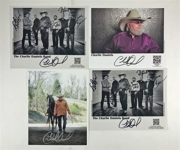 Charlie Daniels: Lot of Four (4) Signed 8" x 10" Promotional Photos (Beckett/BAS Guaranteed)
