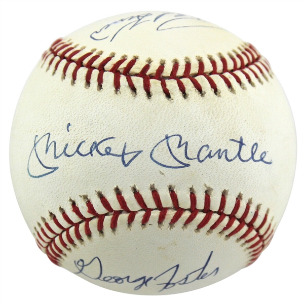 50 Home Run Club Signed OAL Baseball with Mantle, Mays, Kiner, etc. (5 Sigs)(PSA/DNA)