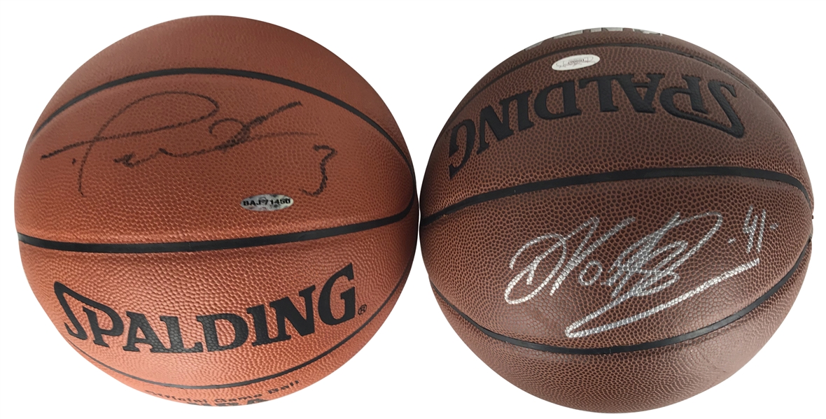Retired Stars: Dirk Nowitzki & Dwayne Wade Single Signed Basketballs (JSA & Upper Deck)