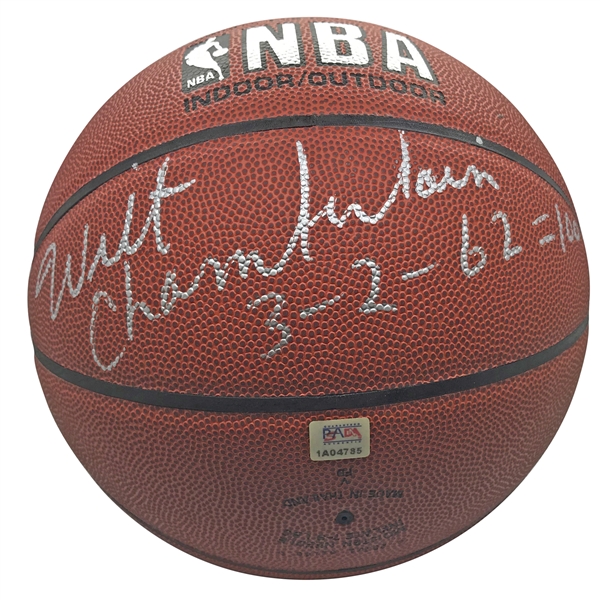 Wilt Chamberlain RARE Signed & Inscribed 100 Point Game Basketball (PSA/DNA)