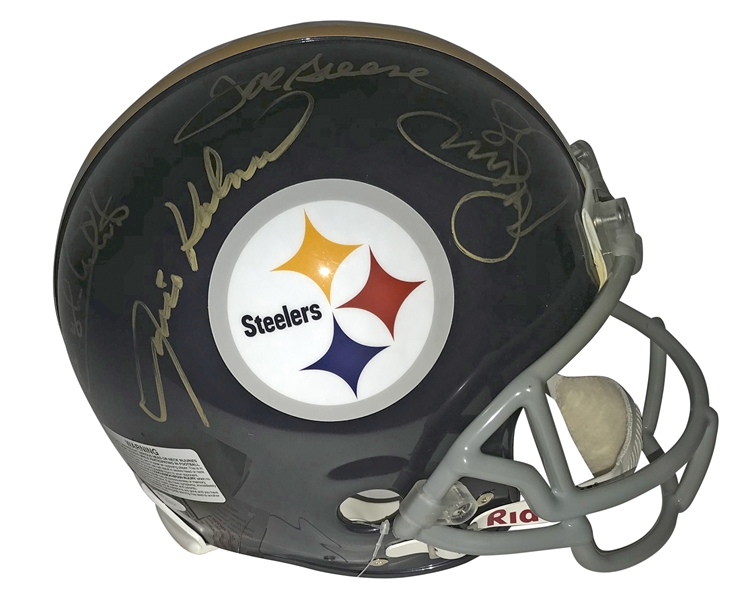 Pittsburgh Steelers "The Steel Curtain" Signed Pittsburgh Steelers Full Sized Pro-line Football Helmet (JSA)