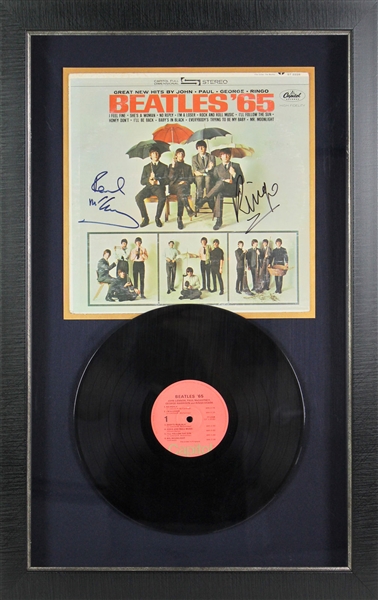 The Beatles: Paul McCartney & Ringo Starr Superb Signed "Beatles 65" Record Album in Custom Display (PSA/DNA)