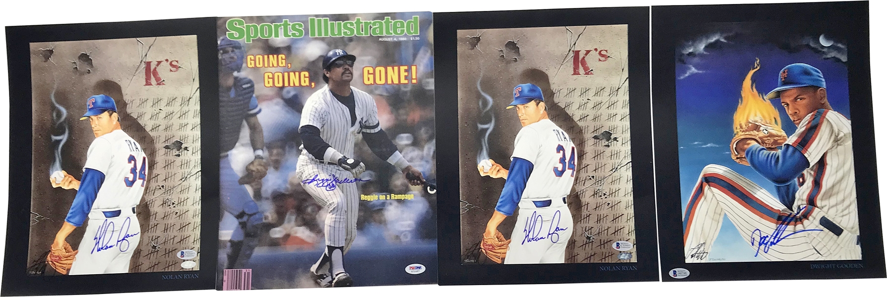 Lot of Seven (7) MLB Greats Signed 11" x 14" Images w/ Ryan, Gooden & Jackson! (Beckett/BAS)