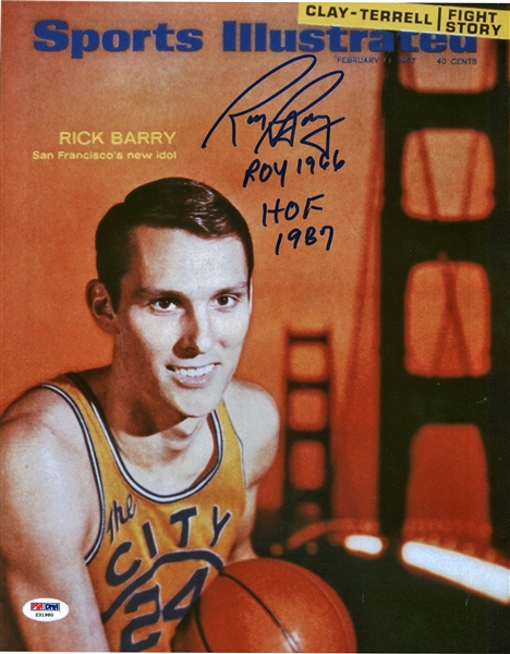 Lot of Three (3) Rick Barry Signed & Inscribed 11" x 14" Photographs (PSA/DNA)