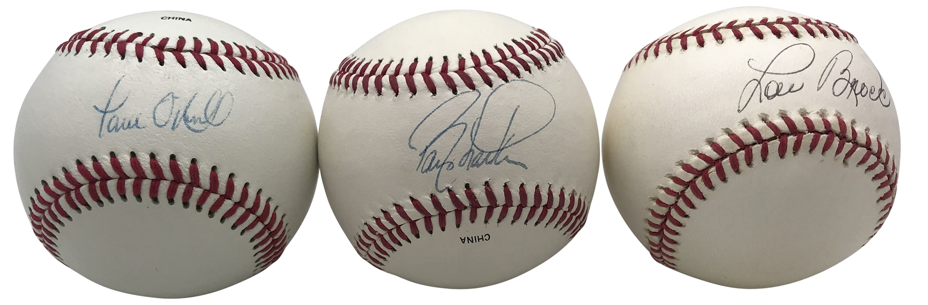 MLB Stars Lot of Three (3) Single Signed Baseballs w/ Larkin, Brock & ONeill (Beckett/BAS Guaranteed)