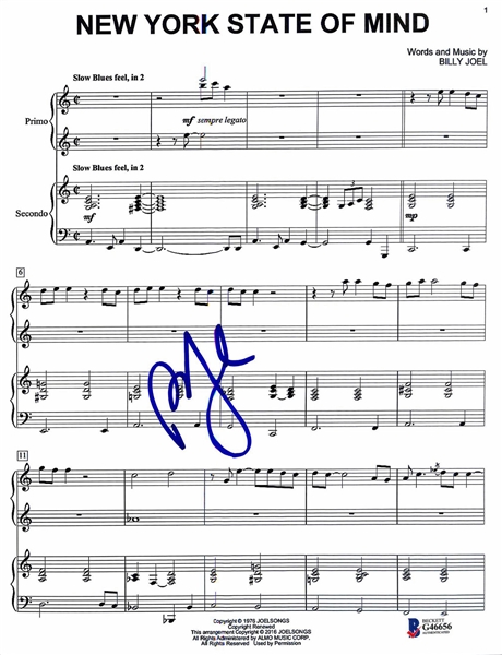 Billy Joel Signed "New York State of Mind" Sheet Music (Beckett/BAS)