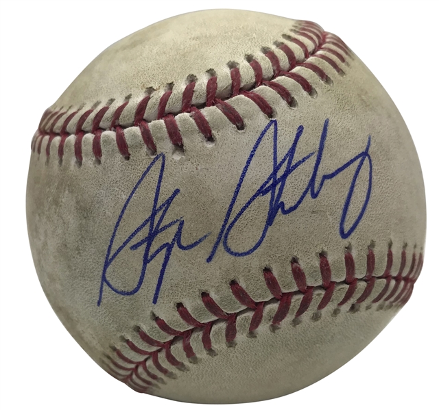 Stephen Strasburg Signed & Game Used 2017 OML Baseball Pitched by Strasburg to Corey Seager! (MLB & PSA/DNA)