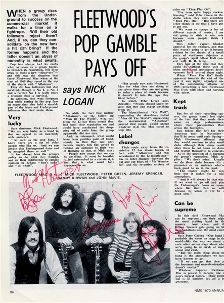 Fleetwood Mac EARLY c. 1970 Twice-Signed Magazine Page w/ RARE Original Lineup incl. Peter Green (Beckett/BAS Guaranteed)