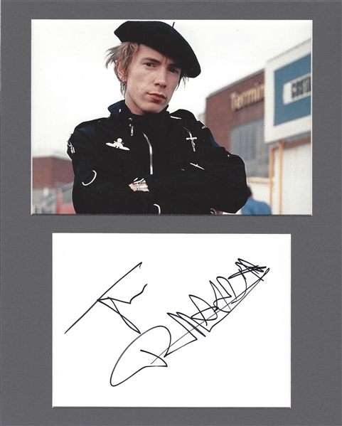 Johnny Rotten Signed Album Page in Matted Display (Beckett/BAS Guaranteed)