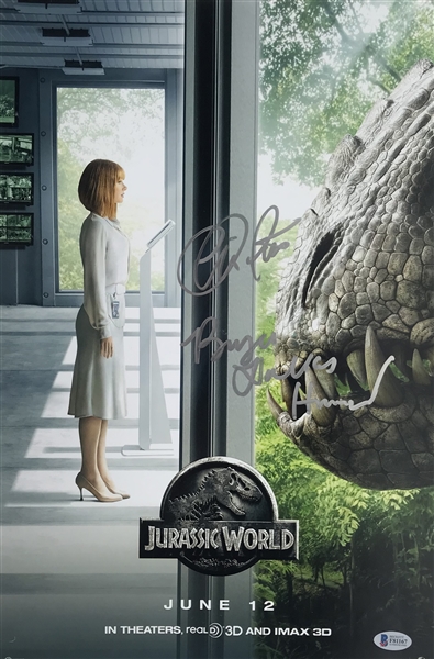 Jurassic World: Chris Pratt & Bryce Dallas Howard Signed 12" x 18" Mini Poster (Beckett/BAS)