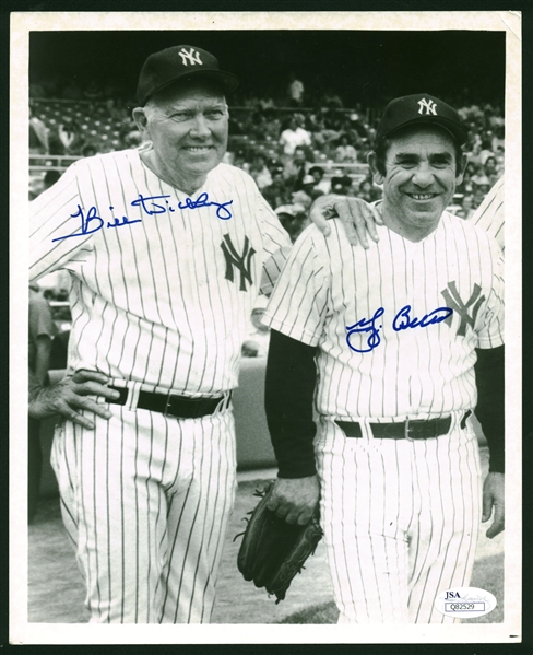 Yankees Greats: Lot of Two (2) Signed 8" x 10" Photographs w/ Bill Dickey & Yogi Berra! (PSA/DNA & JSA)