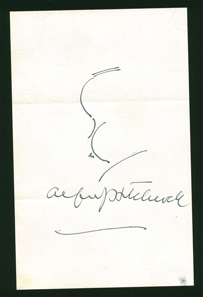Alfred Hitchcock Signed & Self Sketched 5" x 8" Album Page (Beckett/BAS)