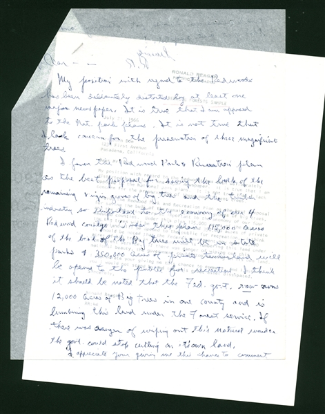 Ronald Reagan Handwritten & Signed 1966 Pacific Palisades Letter (PSA/DNA)