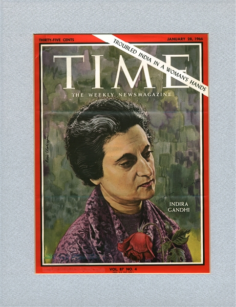 Indira Gandhi Signed 1966 TIME Magazine Cover (Beckett/BAS Guaranteed)