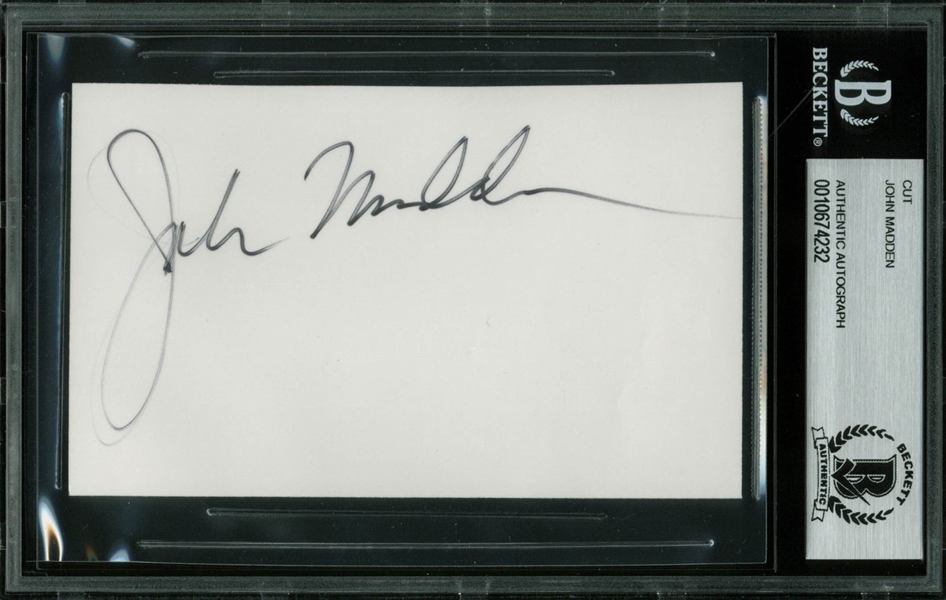 John Madden Near-Mint Signed 3" x 5" Photograph (BAS/Beckett Encapsulated)