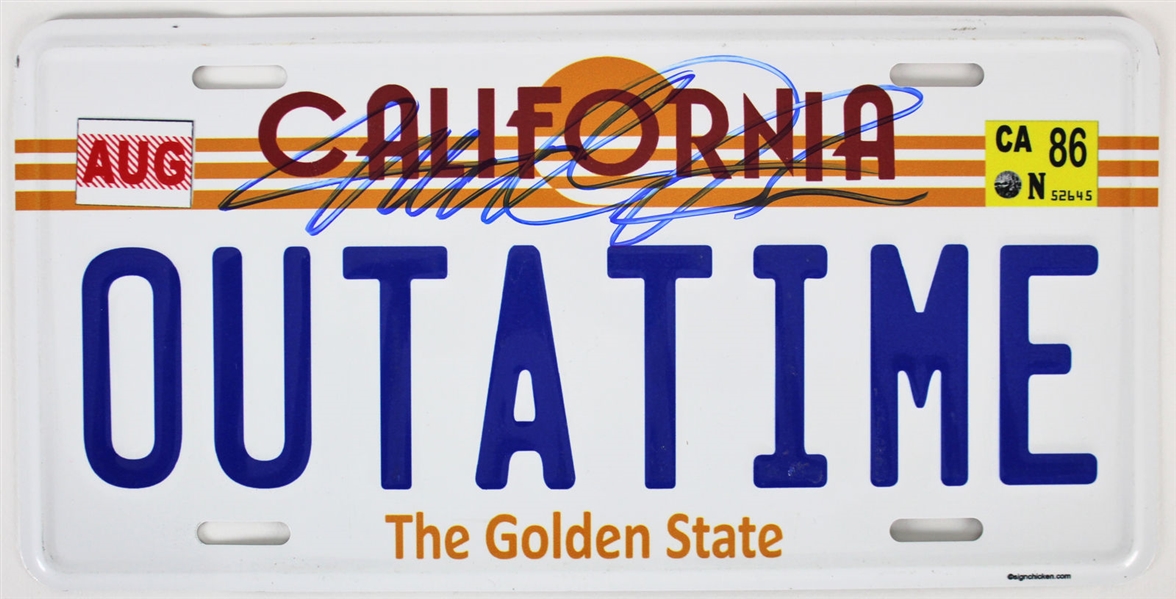 Michael J. Fox Signed Replica License Plate from "Back to the Future" (BAS/Beckett)