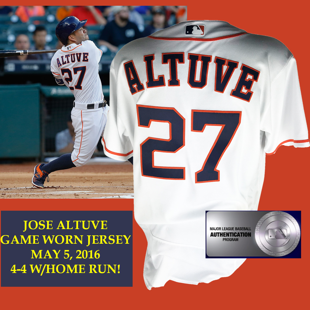 9/27/2016 Jose Altuve Houston Astros Game Worn Home Jersey Vs