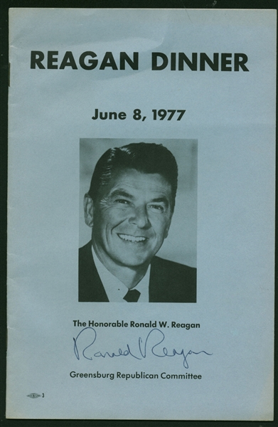 President Ronald Reagan Signed 1977 Honorable Dinner Program (Beckett/BAS Guaranteed)