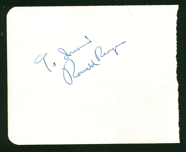 President Ronald Reagan Vintage Signed 5.5" x 4.5" Album Page (Beckett/BAS Guaranteed)