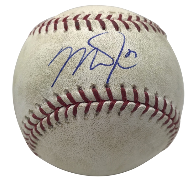 Mike Trout Signed & Game Used 2015 OML Baseball Pitched To Trout During 2-4 Performance w/ Two Home Runs! (MLB & PSA/DNA)