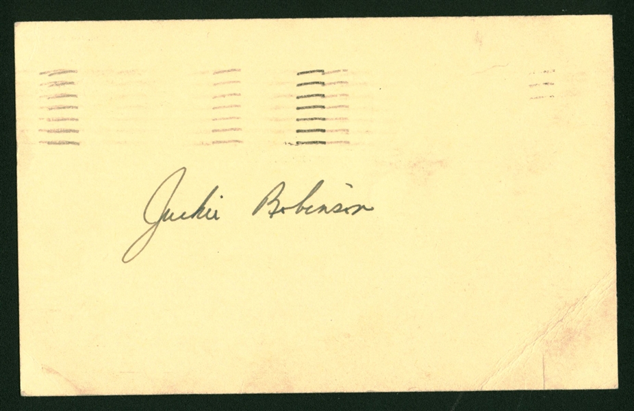 Jackie Robinson Rare Signed 1951 Government Postcard (JSA)