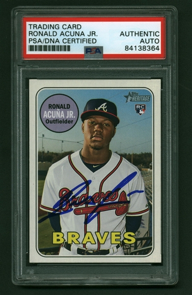 Ronald Acuna Jr. Signed 2018 Topps Heritage Rookie Card (PSA/DNA)