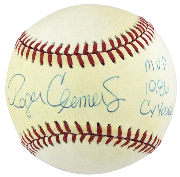 Roger Clemens Early Signed OAL Baseball with "1986 Cy Young, MVP" Inscriptions (PSA/DNA)