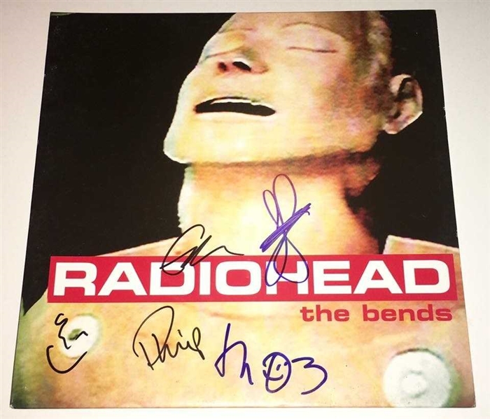 Radiohead Group Signed "The Bends" Record Album Cover (Beckett/BAS)
