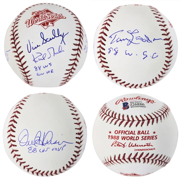 1988 LA Dodgers Stars Signed 1988 World Series Baseball with Scully, Hershiser, Gibson & Lasorda (BAS/Beckett)