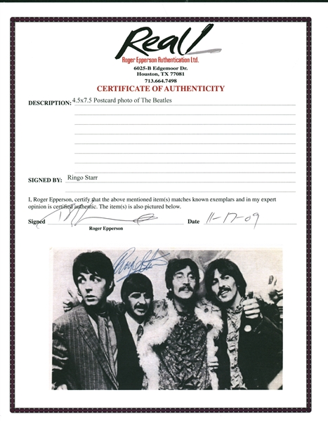 Lot Detail The Beatles Ringo Starr Vintage Signed 45 X 75 Postcard Photograph Realepperson 3607