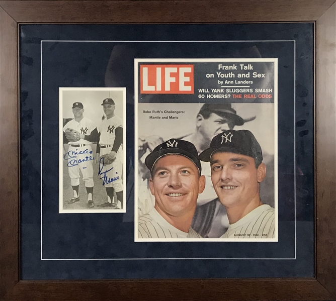 Mickey Mantle & Roger Maris Dual Signed 5" x 9" Photograph Display (Beckett/BAS Guaranteed)