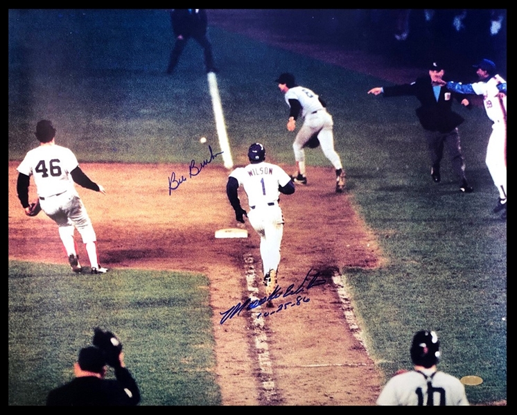 Bill Buckner & Mookie Wilson Signed & Inscribed 1986 World Series 16" x 20" Photograph (Steiner Sports)