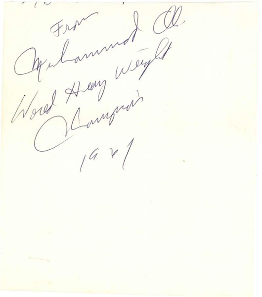 Muhammad Ali Vintage Signed 4" x 6" Album Page w/ "World Heavy Weight Champion 1961" Inscription! (PSA/DNA)