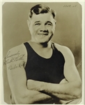 Babe Ruth Signed 7" x 9" Sepia Portrait in Custom Framed Display (JSA)