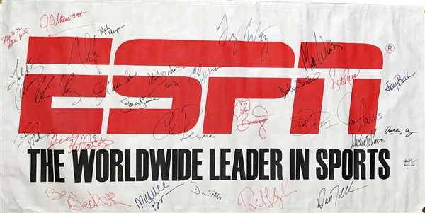 ESPN Personalities Multi-Signed 24" x 36" Banner w/ Rare Stuart Scott Autograph! (JSA)