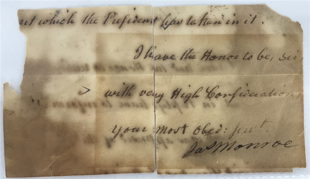 James Monroe Handwritten & Signed Document Cut (Beckett/BAS)