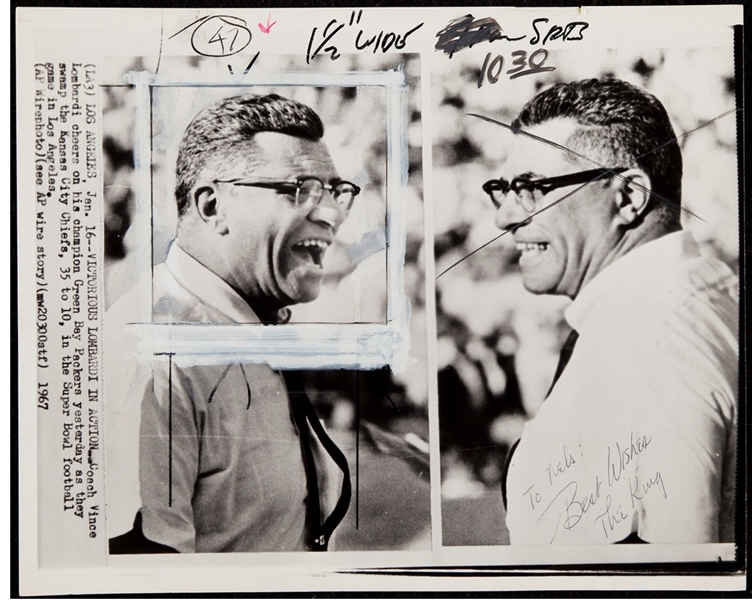 Vince Lombardi Type I Super Bowl I B&W Photograph (Beckett/BAS)