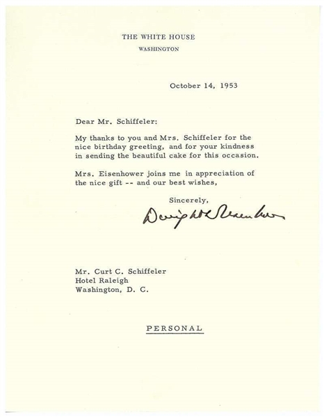 President Dwight D. Eisenhower Signed 1953 White House Letter (Beckett/BAS)