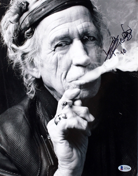 The Rolling Stones: Keith Richards Signed 11" x 14" B&W Photo (Beckett/BAS)