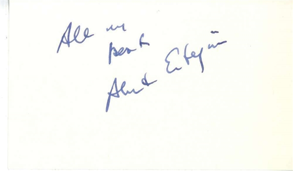 Ahmet Ertegun Rare Signed 3" x 5" Index Card (Beckett/BAS)