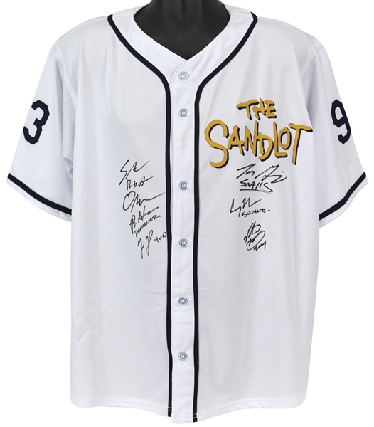 The Sandlot RARE Cast Signed Baseball Jersey w/ 6 Signatures (Beckett/BAS)