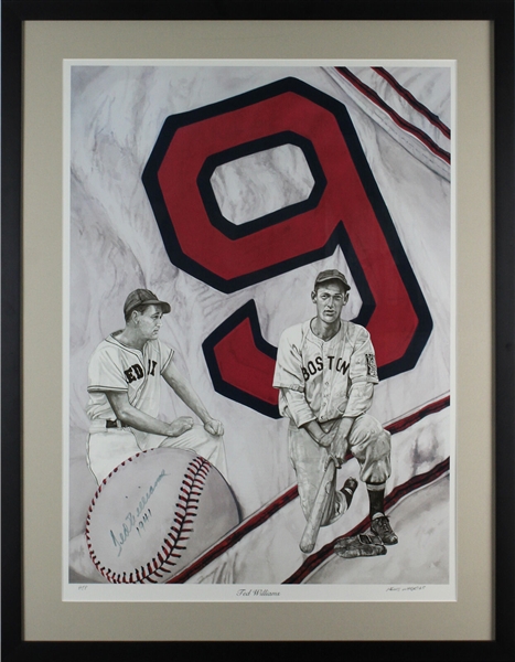 Ted Williams & Lewis Watkins Signed & Framed Red Sox Artist Proof Lithograph (Beckett/BAS)