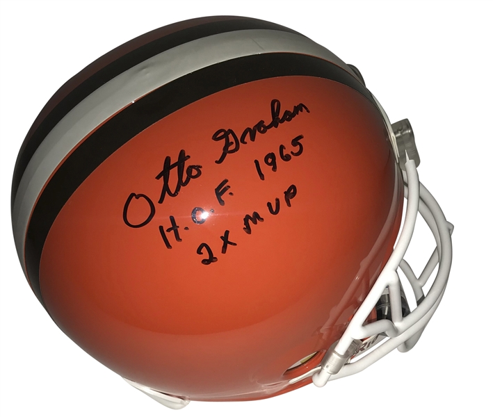 Otto Graham Signed Browns Full Size Replica Helmet (JSA)