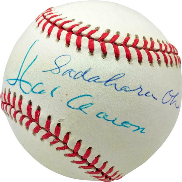 Home Run Kings: Hank Aaron & Sadaharu Oh Dual Signed ONL Baseball (PSA/DNA)