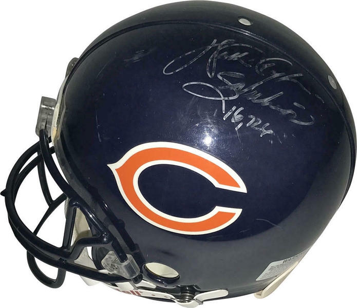 Walter Payton One-Of-A-Kind Signed Distressed "Game Action" PRO LINE Helmet w/ "Sweetness 16724" Inscription! (WPF & JSA)