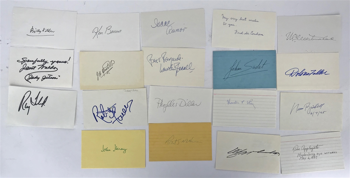 Lot of Nineteen (19) Single Signed Index Card/Album Pages w/ Applegate, Burns & More! 