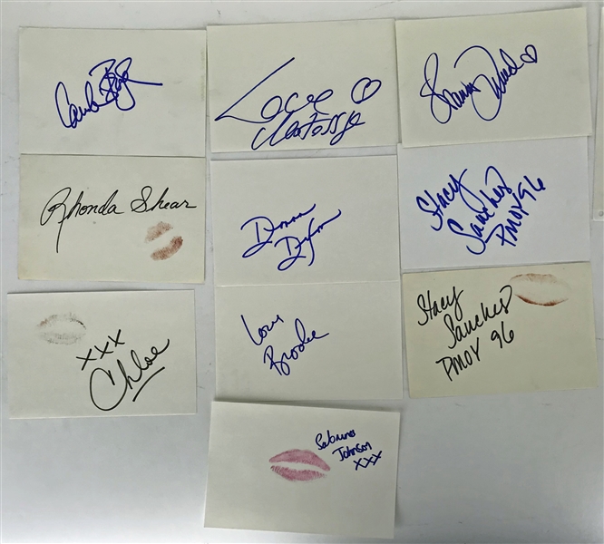 Lot of Eleven (11) Signed Album Pages w/ Many Playmates! 