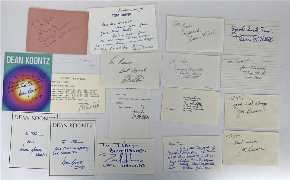 Lot of Seventeen (17) Single Signed Index Card/Album Pages w/ Baker, Leavelle & More!